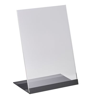 L-standaard acryl met aluminium voet A5  | transparant|zwart 