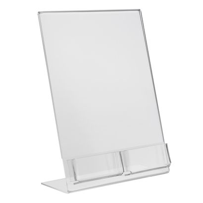 L-standaard met extra vak PREMIUM, acryl staand formaat | A4 + 2x 56 x 88 mm