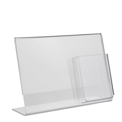 L-standaard met extra vak PREMIUM, acryl liggend formaat | A4 + 1/3 A4
