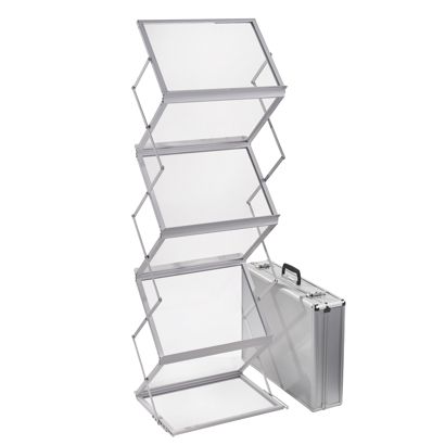 Brochurehouder opvouwbaar BOSTON 12 x A4 of 6 x A3 met koffer, wit A3  | wit  | met koffer 