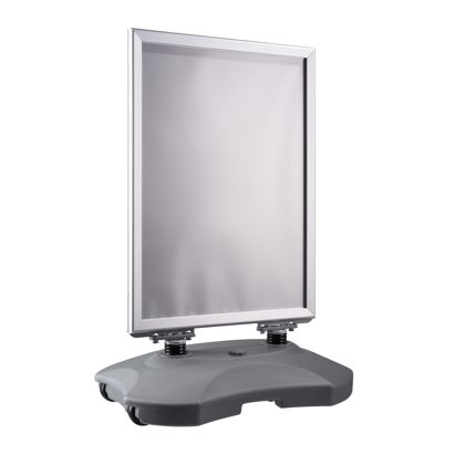 Stoepbord B2 STORM-STOP Lite met waterreservoir, windbestendig, 32 mm profiel, verstek zilver 