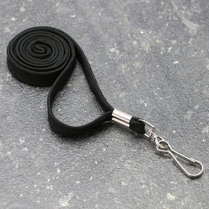 Lanyard, 10 mm breed zwart  | met draaibare metalen haak 