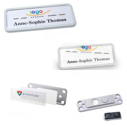 Naambadges office quick-print roestvrij stalen pin 75 x 17 mm  | wit 