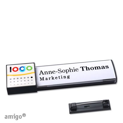 Naambadges amigo® doming roestvrij stalen pin antraciet  | square  | antraciet  |  