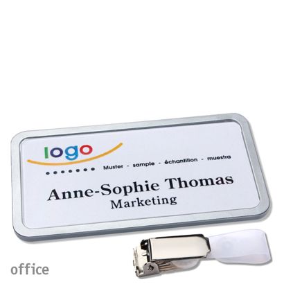 Naambadges clip Office 75 x 37 mm  | roestvrij staal  | Ophangclip 