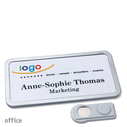 Naambadges office quick-print magneet 75 x 37 mm  | roestvrij staal  | smag® magneet 