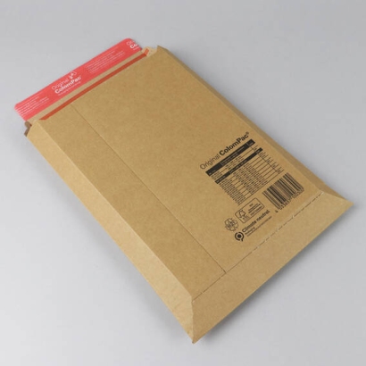 Kartonnen envelop A4, 21,5 x 30 x 5 cm, zelfklevende sluiting, scheurstrip, bruin 