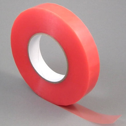 Dubbelzijdig PET tape, sterke acrylaatlijm, rode folie-schutlaag, TLM21 25 mm