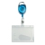Hard plastic ID-kaarthouders met uittrekbare sleutelhanger blauw | met duimuitsparing, mat